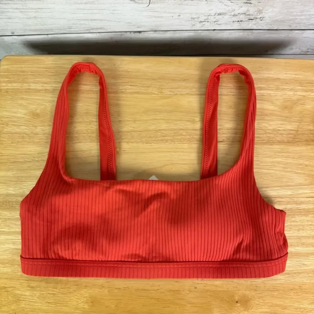 Madewell Leah Ribbed Scoop Neck Bikini Top Size Small
